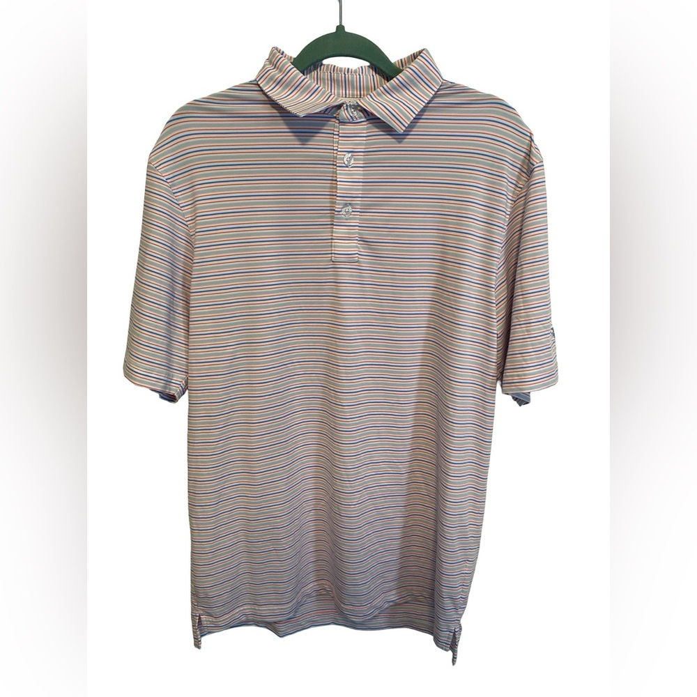 Straight Down Men’s Striped Polo Shirt Size Medium